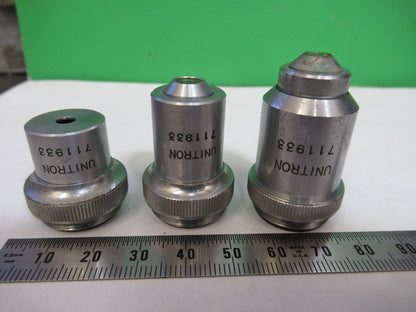LOT UNITRON JAPAN OBJECTIVE 4X 10X 40X LENS MICROSCOPE PART AS PICTURED X4-A-30