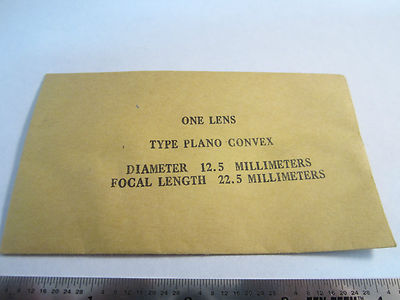Optical Lens PlanO Convex 12.5 mm Dia Fl 22.5 mm Laser Optics Nice BIN#15 ivi
