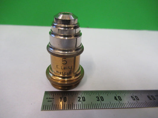 Antique Brass E. Ernst Leitz Objective Lens "5" Microscope Part