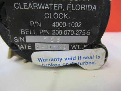 BELL 206 INDICATOR CLOCK AIRCRAFT 206-070-275-5 PART AS PICTURED &C1-A-10