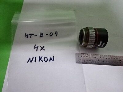 MICROSCOPE PART OBJECTIVE NIKON 4X OPTICS AS IS #4T-B-09