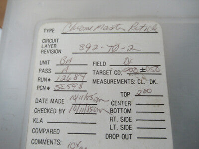 Collectable Photomask Hughes Aircraft Electronic Components Rare AS Pic