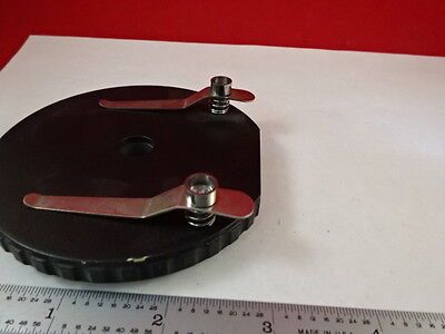 MICROSCOPE PART UNKNOWN SPECIMEN TABLE STAGE + CLIPS AS IS #G3-B-05