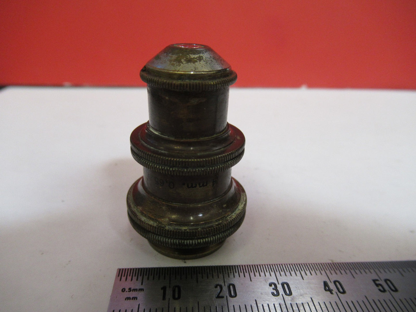 ANTIQUE BRASS BAUSCH LOMB 4mm OBJECTIVE LENS MICROSCOPE PART AS PICTURED T5-A-30