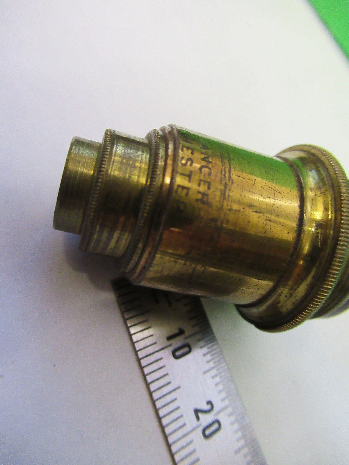 JP DANCER ANTIQUE BRASS OBJECTIVE MICROSCOPE PART AS PICTURED X6-A-94