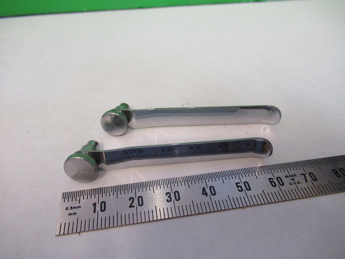 CARL ZEISS GERMANY PAIR CLIPS STAGE MICROSCOPE PART AS PICTURED X9-B-25