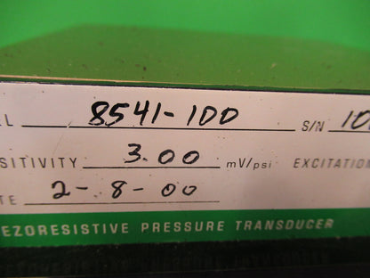 ENDEVCO MEGGITT 8541-100 PRESSURE SENSOR 100 psi  AS PICTURED G3-FT-15