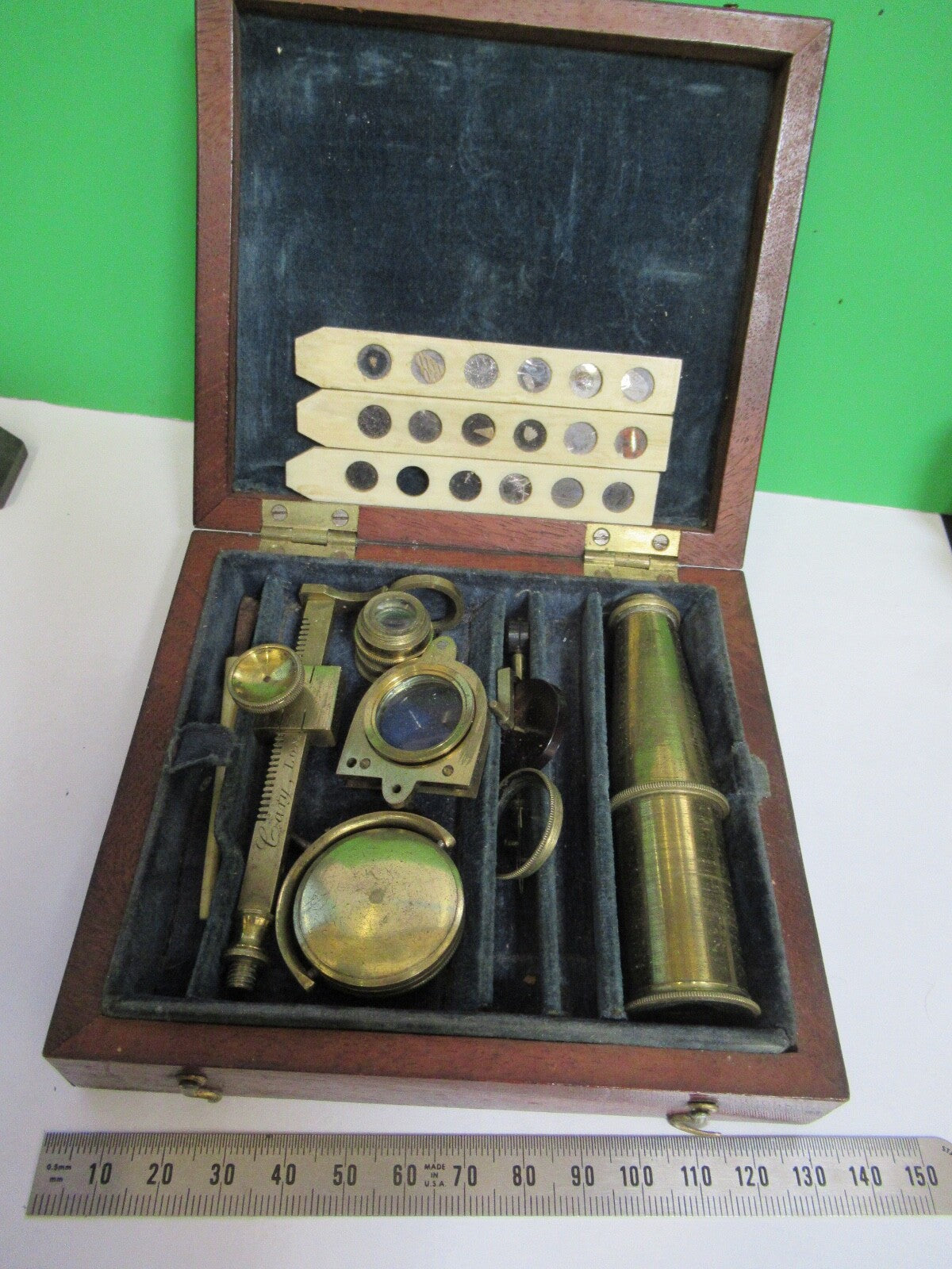 ANTIQUE BRASS RARE CARY GOULD MICROSCOPE with ACCESSORIES AS PICTURED 18-FT-4