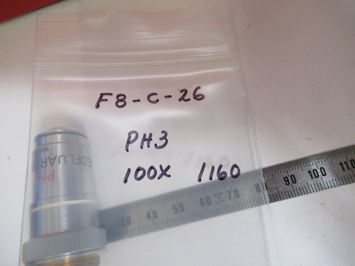 ZEISS GERMANY PHASE PH3 100X /160 OBJECTIVE MICROSCOPE PART AS PICTURED F8-C-26