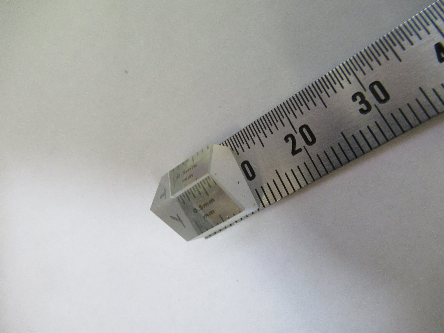 OPTICAL BK7 GLASS PRISM  MIL SPEC OPTICS MICROSCOPE PART AS PICTURED 80-B-02