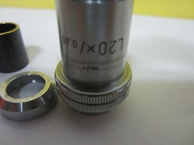 FOR PARTS MICROSCOPE OBJECTIVE L20X LEITZ GERMANY OPTICS AS IS BIN#T7-25