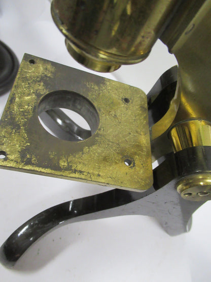For Parts or repair ANTIQUE BRASS HENRY CROUCH LONDON INCOMPLETE MICROSCOPE #LOB