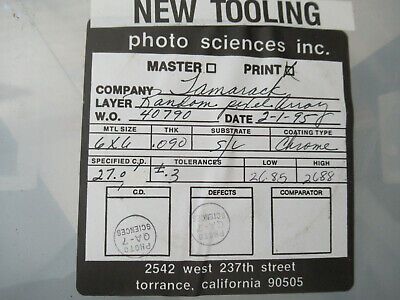 COLLECTABLE PHOTOMASK PHOTO SCIENCES ELECTRONIC COMPONENTS RARE AS PIC &F5-A-118