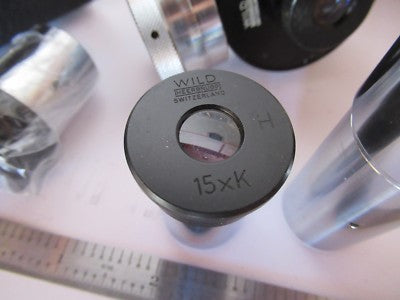 Lot 4 Ea Wild Swiss Eyepieces + Filar 15X Microscope Optics