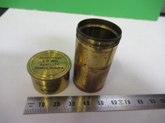 ANTIQUE BRASS EMPTY CARL ZEISS 1.5mm OBJECTIVE CANISTER MICROSCOPE PART Y3-B-30