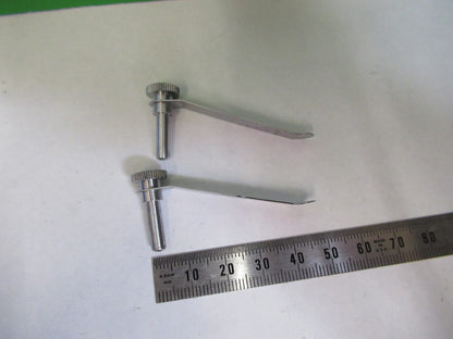 LEITZ GERMANY PAIR of CLIPS STAGE MICROSCOPE PART AS Pictured H3-B-06