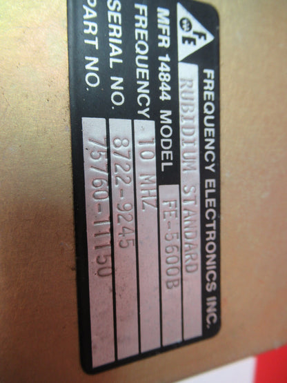 RUBIDIUM ATOMIC CLOCK FE5600B FREQUENCY STANDARD FEI 10 MHz AS PICTURED 6V-FT-79