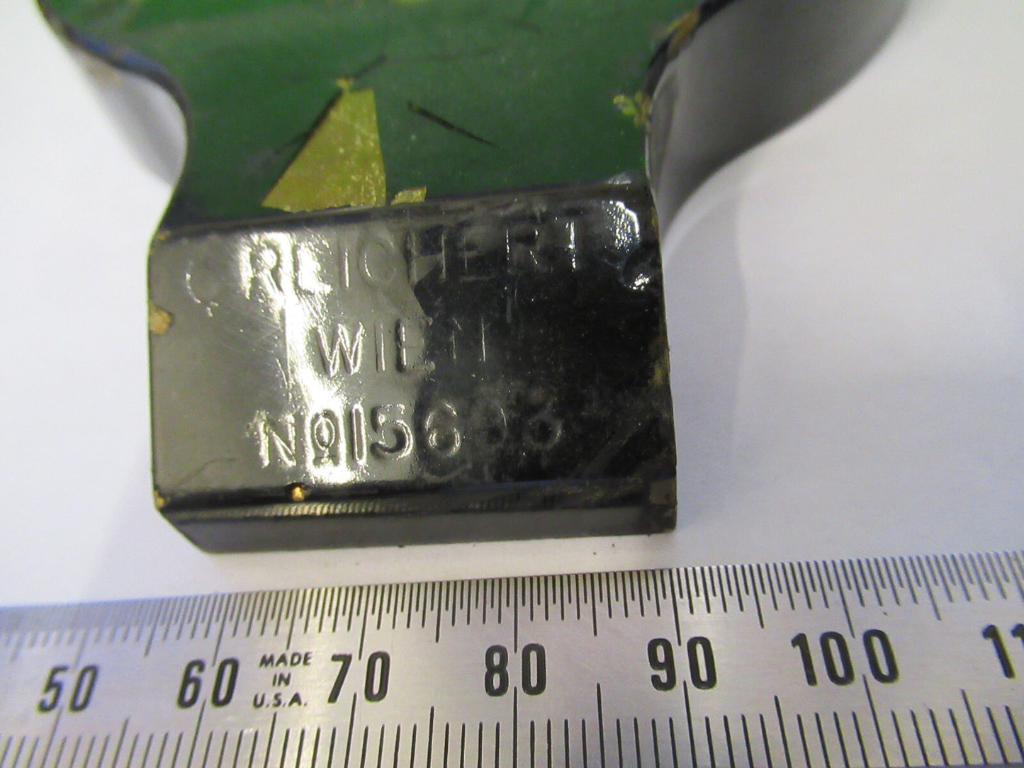 Antique Brass Reichert Horseshoe Base Microscope Part