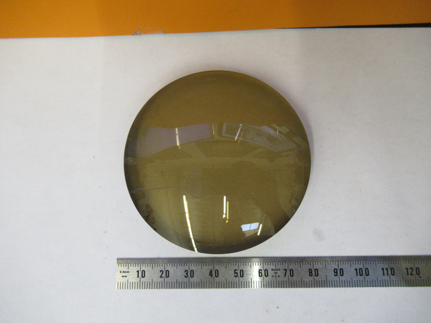 OPTICAL VARIA AMBER PLASTIC LENS CX CC 75mm DIAMETER OPTICS AS PICTURED &F9-A-03