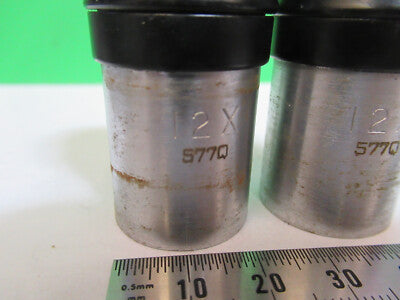 Pair 12X Spencer Lens Co. Eyepiece Ocular Lens Microscope Part