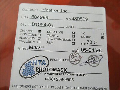 COLLECTABLE PHOTOMASK HOETRON ELECTRONIC COMPONENTS RARE AS PICTURED &F5-A-121