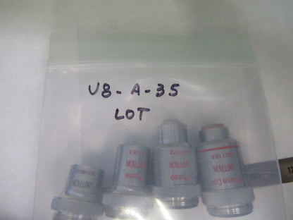 UNITRON JAPAN LOT OBJECTIVES  4 PIECES MICROSCOPE PART AS PICTURED U8-A-35