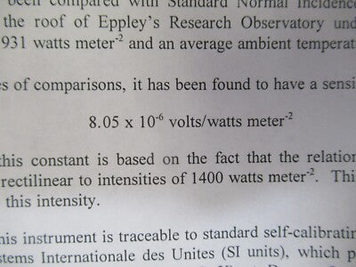 EPPLEY NORMAL INCIDENCE PYRHELIOMETER LIGHT INTENSITY SENSOR AS PICTURED A7-A-02