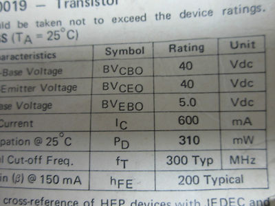 SILICON PNP TRANSISTOR HEP S0019 SEMICONDUCTOR AS IS BIN#11