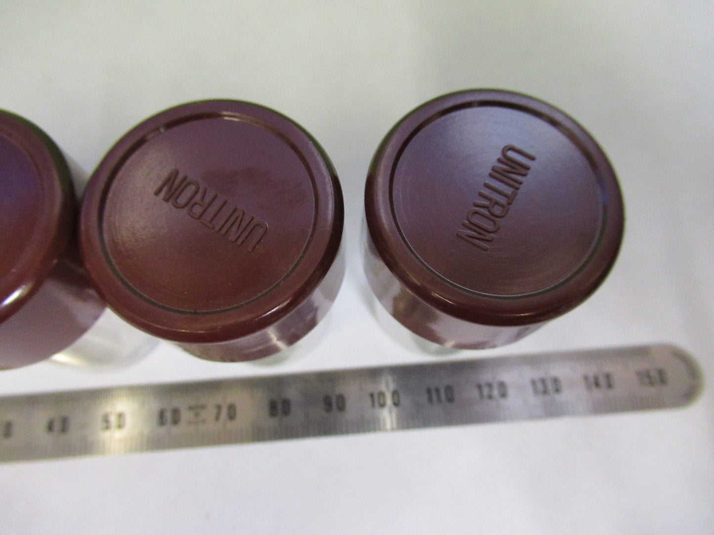 LOT EMPTY PLASTIC OBJECTIVE CANS UNITRON  MICROSCOPE PART AS PICTURED U8-A-06