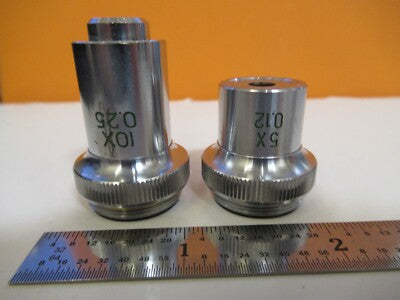 LOT 2 EA OBJECTIVE 10X 5X JAPAN OPTICS MICROSCOPE PART as pictured &A4-FT-94