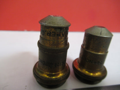 LOT 2ea OBJECTIVE SPENCER AO BRASS VINTAGE MICROSCOPE PART AS PICTURED S3-B-17