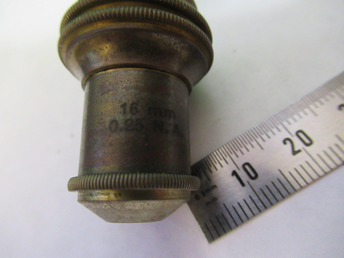 ANTIQUE BAUSCH LOMB BRASS OBJECTIVE 16mm MICROSCOPE PART AS PICTURED S7-A-29