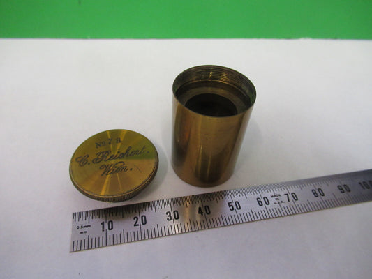 Antique Brass Reichert Austria Rare Empty Objective Canister