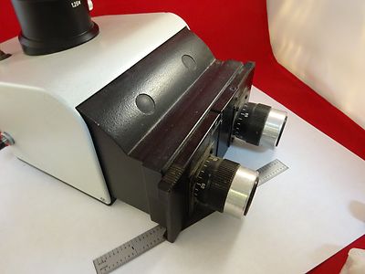 MICROSCOPE PART TRINOCULAR HEAD LEITZ GERMANY 512761/20 OPTICS AS IS BN#E2-ii-02