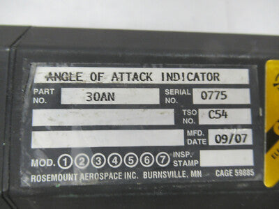 Rosemount Aerospace 30AN Angle of Attack Indicator Aircraft