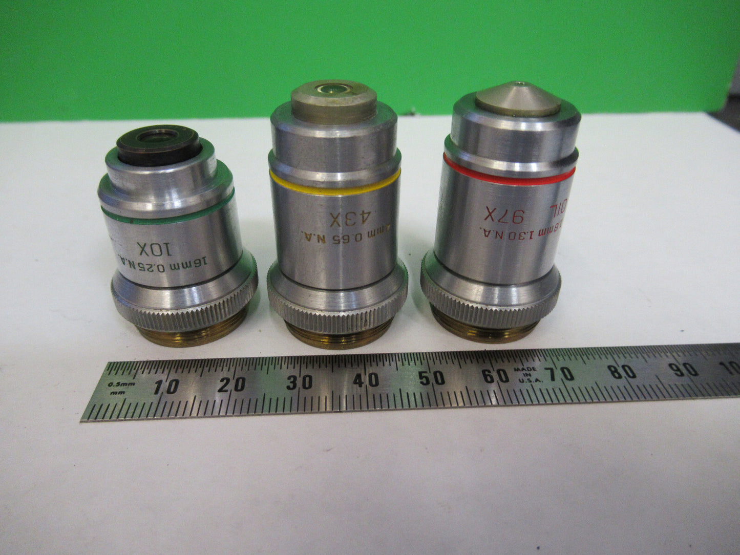 LOT 3ea OBJECTIVE BAUSCH LOMB INDUSTRIAL MICROSCOPE PART AS PICTURED X6-A-64
