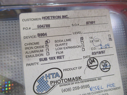 HOETRON MASK PHOTOLITHOGRAPHY VINTAGE COMPONENTS AS PICTURED T1-A-06