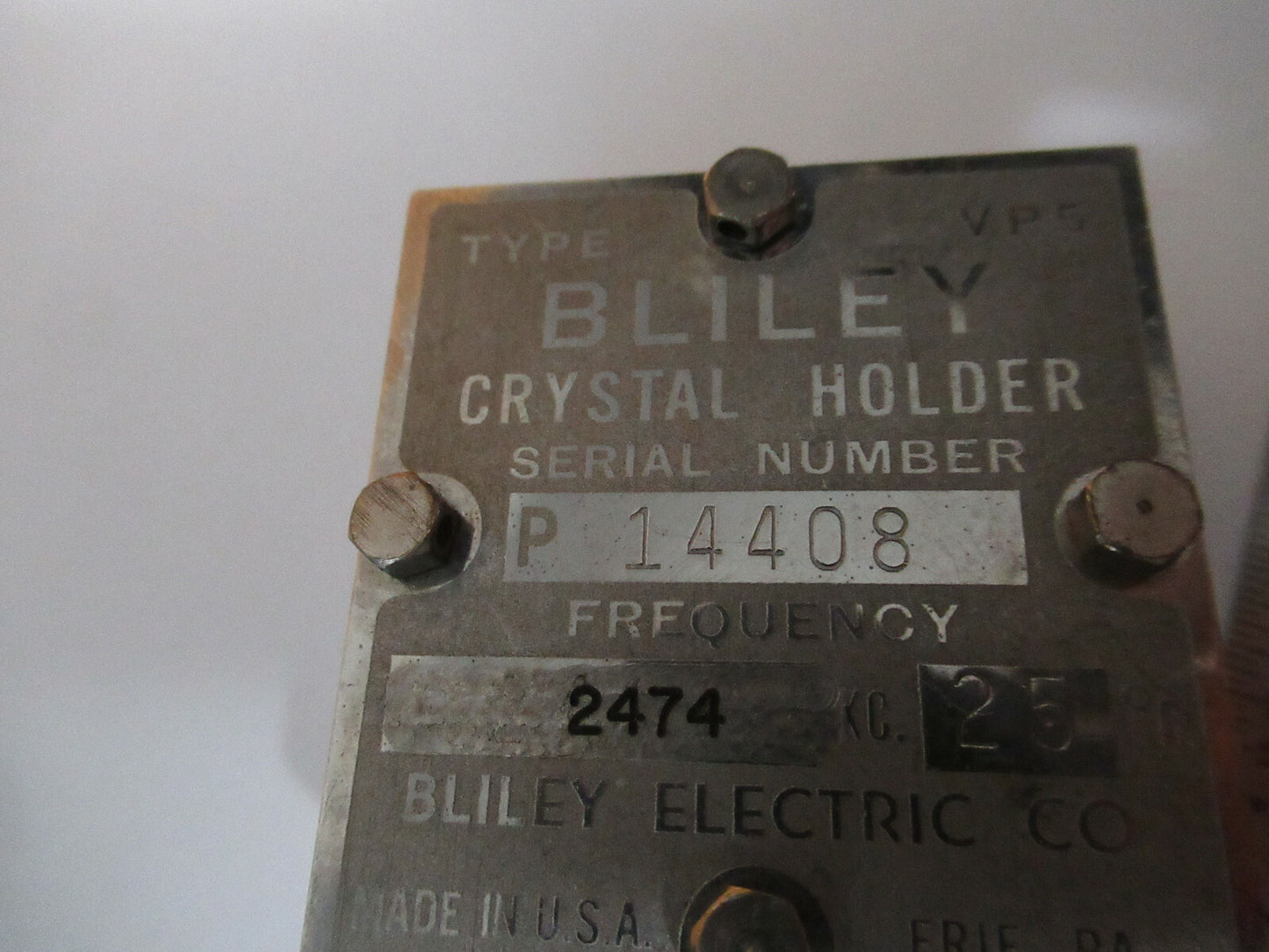 Antique 1930s Quartz Radio Crystal VP5 Bliley Electric Co. Frequency Control