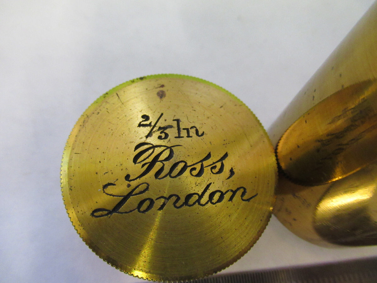 ROSS LONDON EMPTY CANISTER ANTIQUE BRASS OBJECTIVE MICROSCOPE AS PIC S1-B-70
