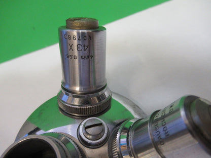 BAUSCH LOMB nosepiece + 3 objectives OPTICS MICROSCOPE PART AS PIC  z7-b-16