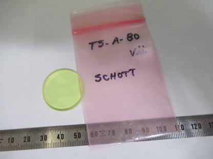OPTICAL MICROSCOPE FILTER YELLOW SCHOTT OPTICS AS PICTURED T5-A-80