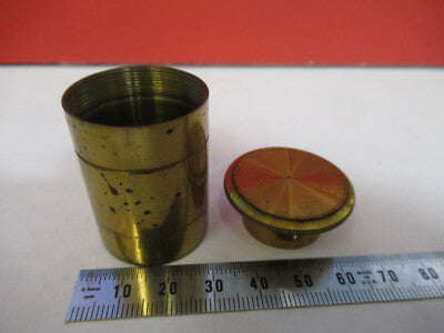 Rare Antique Brass Empty Objective Canister Microscope London AS Pic