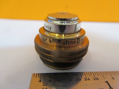 ANTIQUE ERNST LEITZ WETZLAR OBJECTIVE 4mm MICROSCOPE PART AS PICTURED &A3-B-84