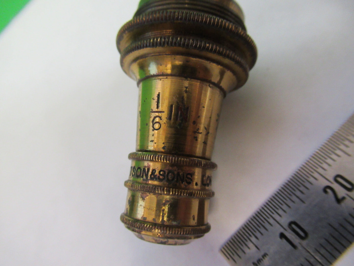 WATSON LONDON ANTIQUE BRASS OBJECTIVE MICROSCOPE PART OPTICS AS PICTURED X6-A-85