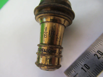 WATSON LONDON ANTIQUE BRASS OBJECTIVE MICROSCOPE PART OPTICS AS PICTURED X6-A-85
