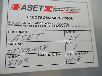 COLLECTABLE PHOTOMASK ASET MICRO ELECTRONIC COMPONENTS RARE AS PIC &F5-A-142