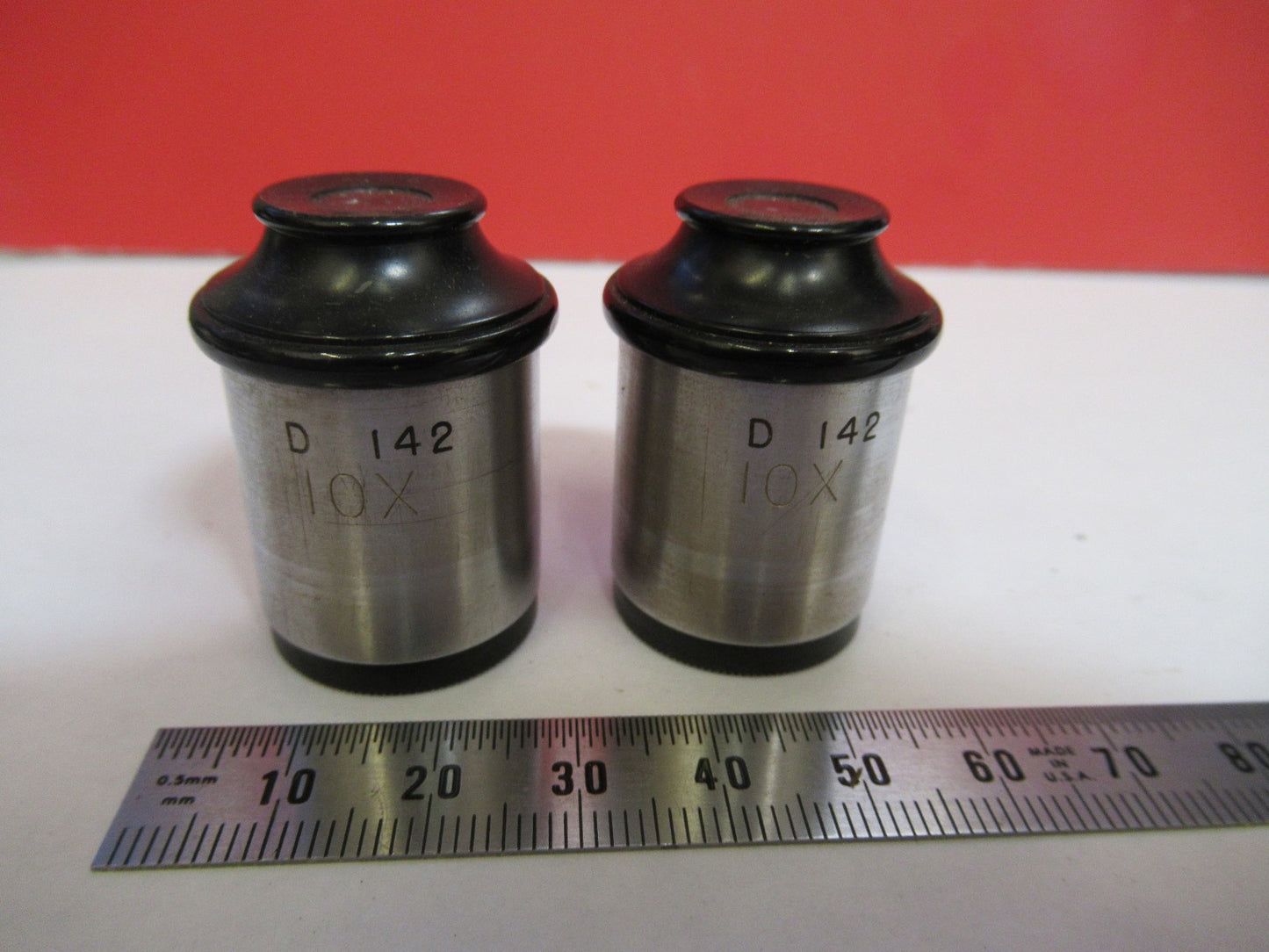 PAIR ANTIQUE SPENCER 10X WF EYEPIECE OCULAR MICROSCOPE PART As Pictured V7-A-28