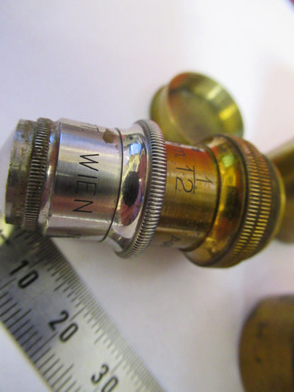 Antique Brass Reichert Austria 1/12 Objective Microscope