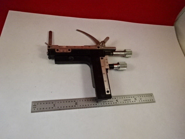 STAGE MICROMETER JAPAN CLIPS MICROSCOPE PART AS IS &33-A-77