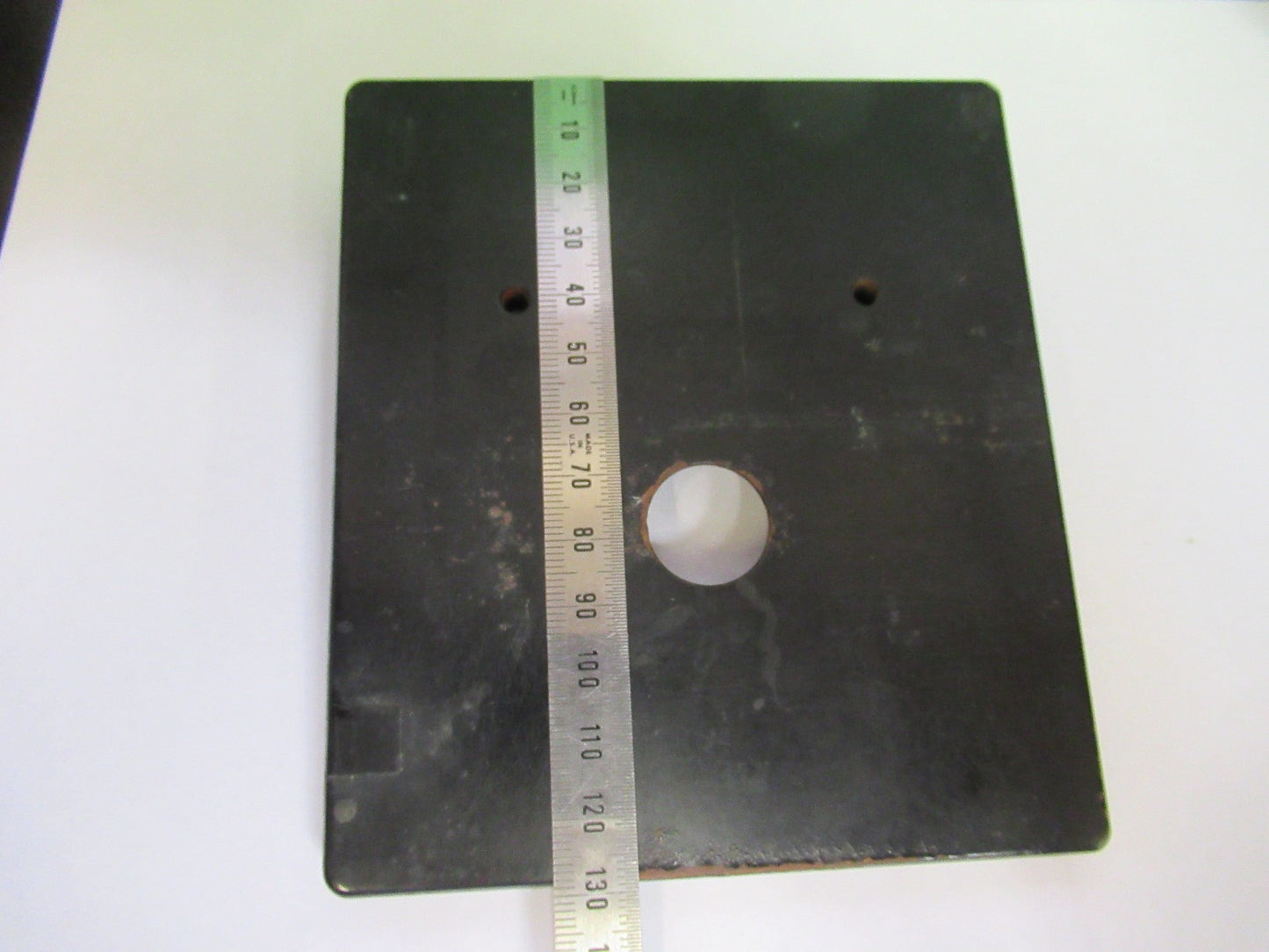 ANTIQUE BAUSCH LOMB METAL heavy STAGE TABLE MICROSCOPE PART AS PIC U9-A-28